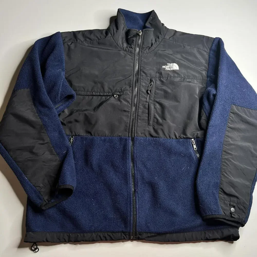 The North‎ Face Jacket Mens Large Blue Fleece Windbreaker Full Zip Pockets